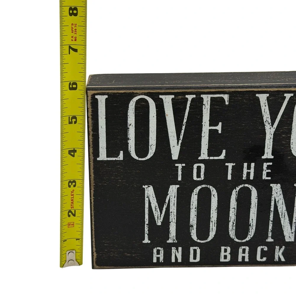 Kohls Love You To The Moon And Back Rustic Wooden Box Sign Black Distressed 8x6